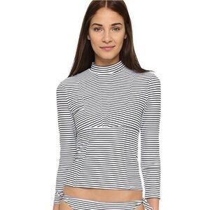 Mikoh Black and White Striped Swim Top